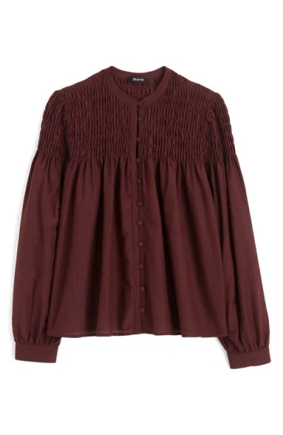Madewell Smocked Top In Brown