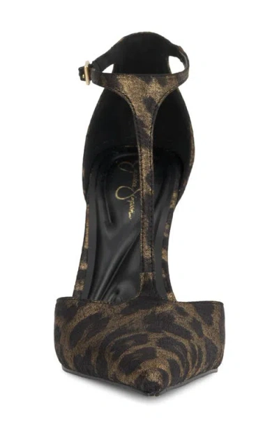 Jessica Simpson Willna T-strap Pointed Toe Pump In Animal Print