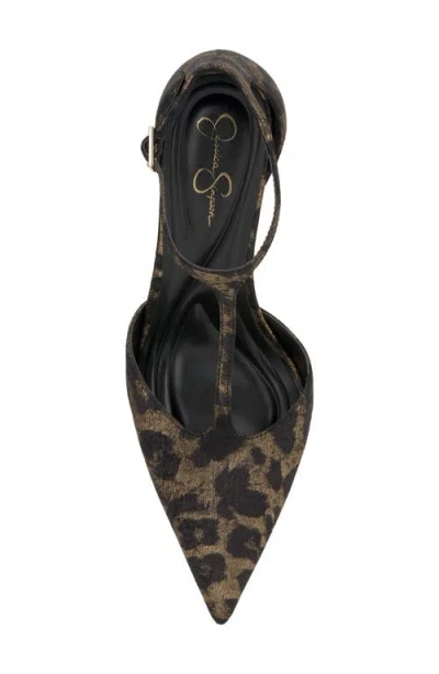 Jessica Simpson Willna T-strap Pointed Toe Pump In Animal Print