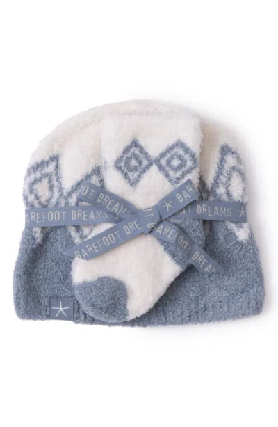 Barefoot Dreams Cozychic Lite® Fair Isle Beanie & Socks Set In Blue