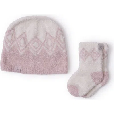 Barefoot Dreams Cozychic Lite® Fair Isle Beanie & Socks Set In Pink
