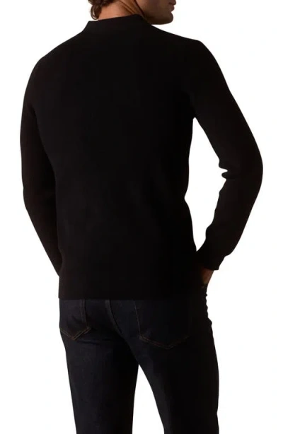 The Normal Brand Robles Long Sleeve Waffle Cotton Polo Sweater In Black