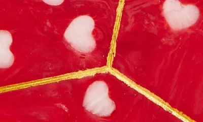 Solar Eclipse Hand Painted Lucky Dice Key Chain Bag Charm In Red