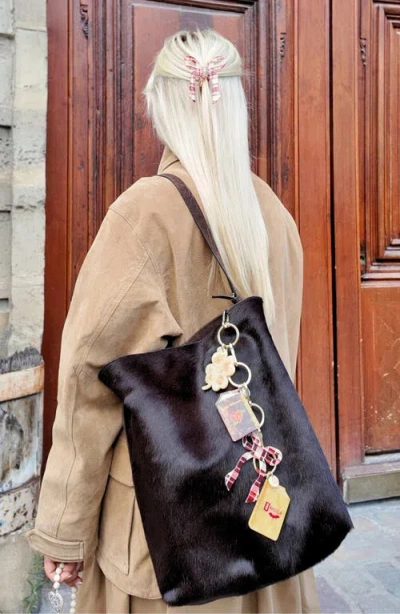 Solar Eclipse Hand Painted Lucky Clover Key Chain Bag Charm In Gold