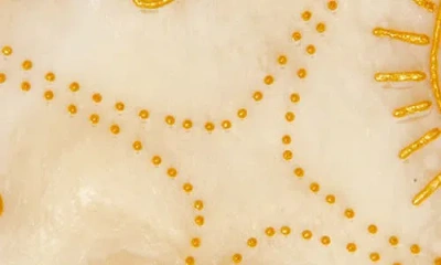 Solar Eclipse Hand Painted Lucky Clover Key Chain Bag Charm In Gold