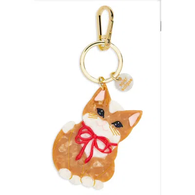 Solar Eclipse Hand Painted Kitten Key Chain Bag Charm In Gold