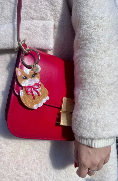 Solar Eclipse Hand Painted Kitten Key Chain Bag Charm In Gold