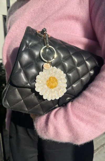 Solar Eclipse Hand Painted Daisy Key Chain Bag Charm In Gold