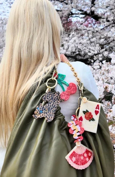 Solar Eclipse Hand Painted Cherry Key Chain Bag Charm In Red