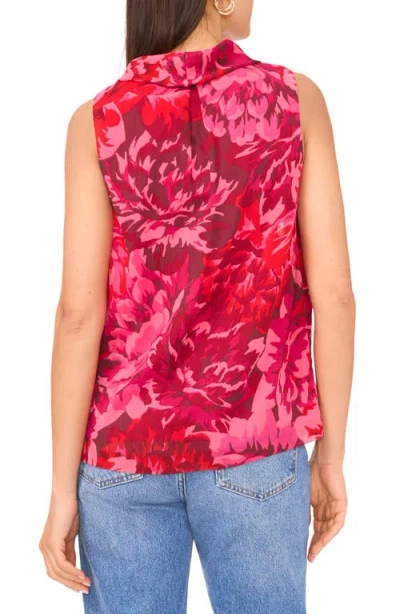 Vince Camuto Floral Print Cowl Neck Sleeveless Top In Pink