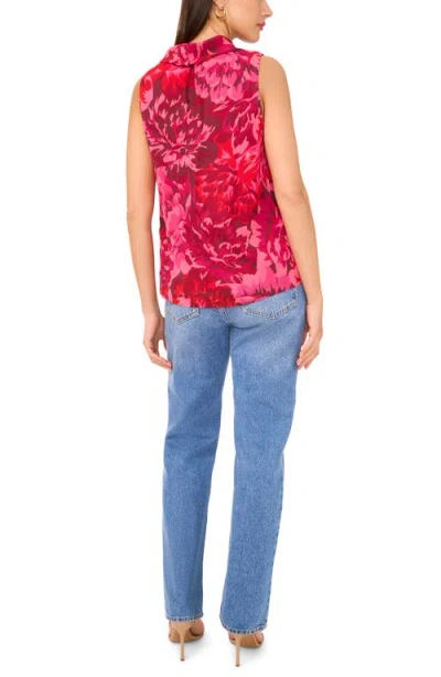 Vince Camuto Floral Print Cowl Neck Sleeveless Top In Pink
