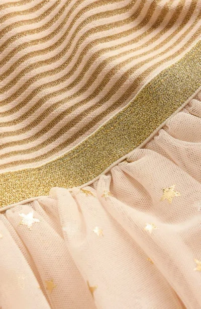 Mini Boden Kids' Metallic Stripe Tulle Skirt Dress In Brown