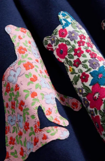 Mini Boden Kids' Appliqué Cotton Jersey Dress In Blue