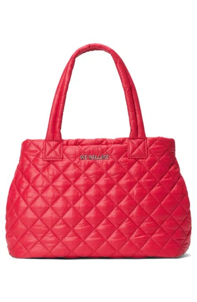 Mz Wallace Small Metro Quilted Nylon City Tote In Red