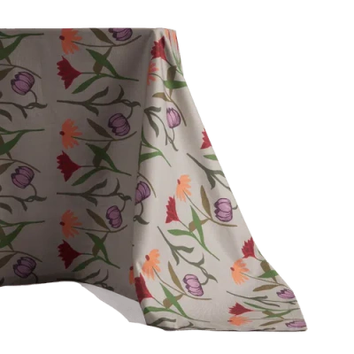 Sophie Williamson Design Rectangular Tablecloth In Oversize Bold Flower Print On Light Grey In Multi