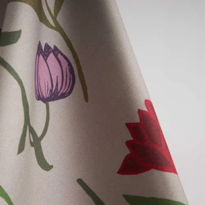 Sophie Williamson Design Rectangular Tablecloth In Oversize Bold Flower Print On Light Grey In Multi