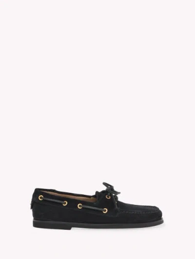 Gianvito Rossi Vandèe Suede Boat Shoes In Blue