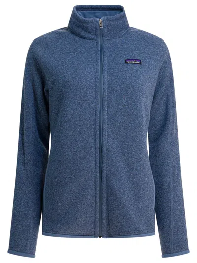 Patagonia Fleece Jacket With High Collar And Pockets In Blue