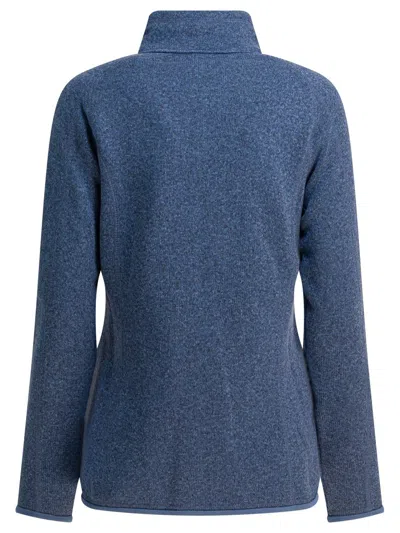 Patagonia Fleece Jacket With High Collar And Pockets In Blue