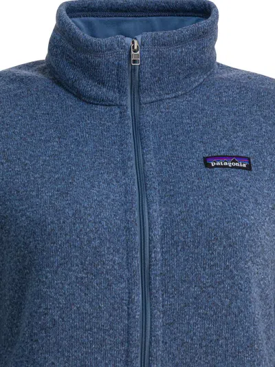 Patagonia Fleece Jacket With High Collar And Pockets In Blue