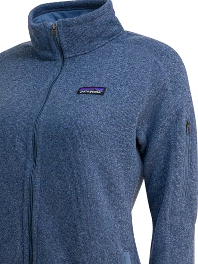 Patagonia Fleece Jacket With High Collar And Pockets In Blue