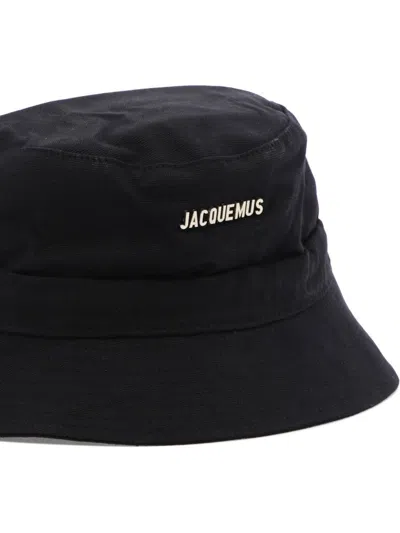 Jacquemus Gadjo Knotted Bucket Hat In Black