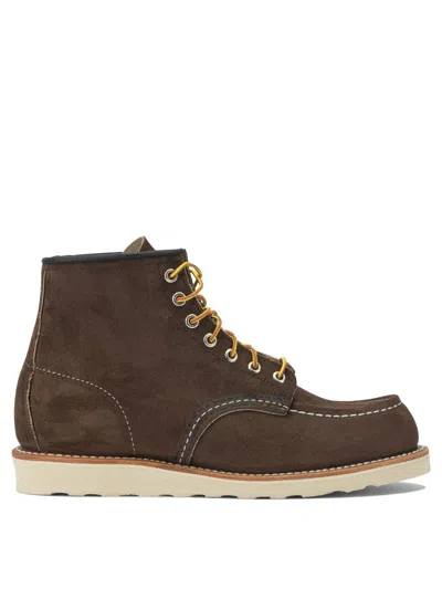 Red Wing Shoes Suede Ankle Lace-up Shoes With Round Toe In Brown