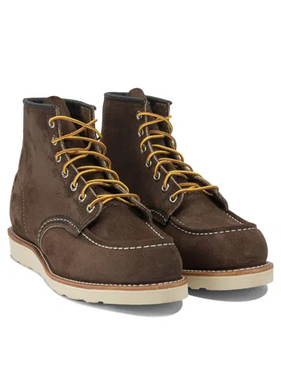 Red Wing Shoes Suede Ankle Lace-up Shoes With Round Toe In Brown