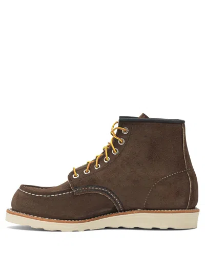 Red Wing Shoes Suede Ankle Lace-up Shoes With Round Toe In Brown