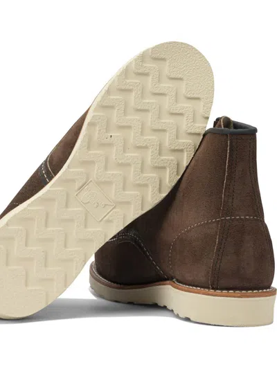 Red Wing Shoes Suede Ankle Lace-up Shoes With Round Toe In Brown