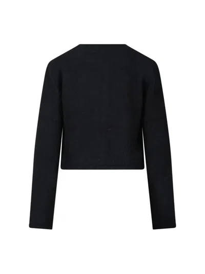 Dunst Black Crewneck Jacket With Contrasting Jewel Buttons In Black