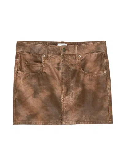 Isabel Marant Étoile Textured Five-pocket Skirt Belt Loops In Brown