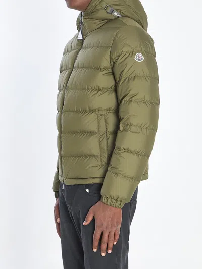 Moncler Men Baudinet Down Jacket With Logo Patch In Green