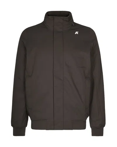 K-way Logo-patch Jacket In Brown