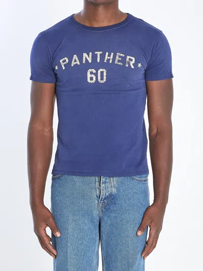 Valentino Panther Graphic Print Crew Neck T-shirt In Blue