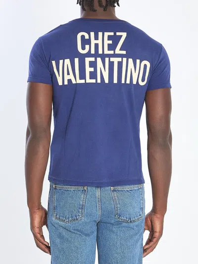 Valentino Panther Graphic Print Crew Neck T-shirt In Blue