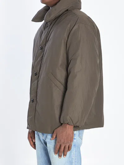 Lemaire Puffer Blouson With High Collar And Pockets In Brown