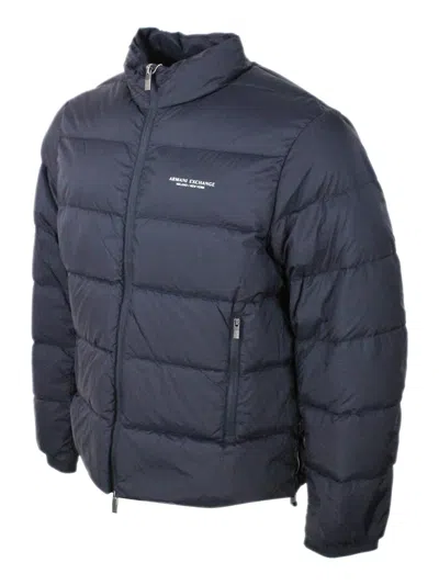 Armani Exchange Blue Polyester Jacket In Blue