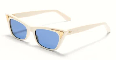 Valentino Blue Cat Eye Ladies Sunglasses Vls-17 5b 51 In Blue