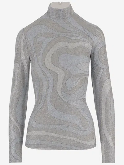 Pucci Long-sleeved Sweater In Silver