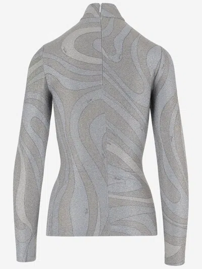 Pucci Long-sleeved Sweater In Silver