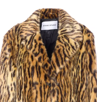 Stand Studio Marcelline Faux Fur Long Coat In Brown