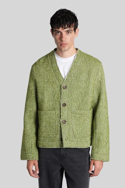 Séfr Buttoned Patch-pocket Cardigan In Green
