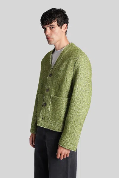 Séfr Buttoned Patch-pocket Cardigan In Green