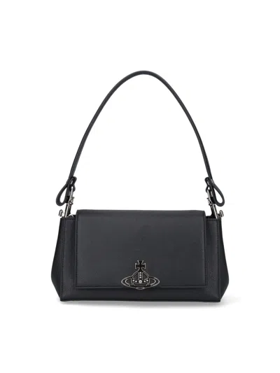 Vivienne Westwood Medium Black Smooth Shoulder Bag Hazel In Black