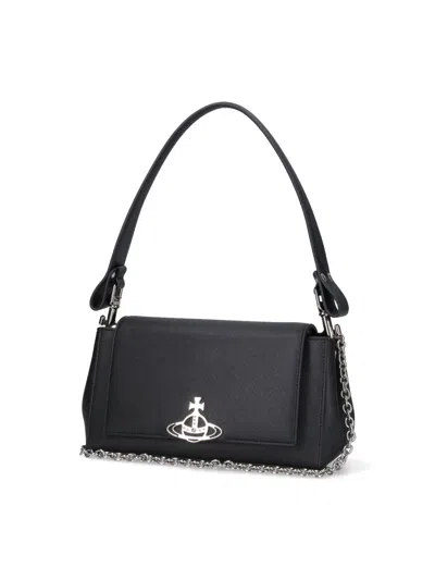 Vivienne Westwood Medium Black Smooth Shoulder Bag Hazel In Black