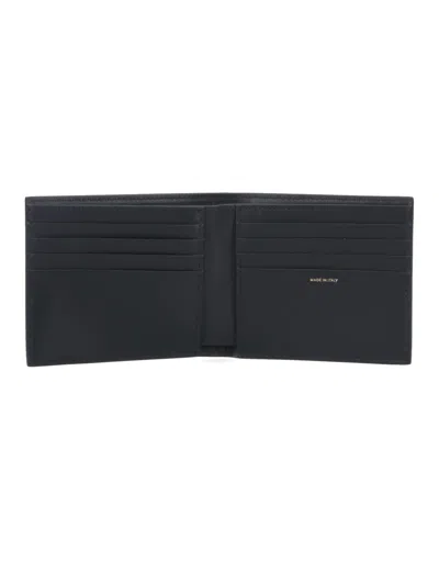 Paul Smith Calf Leather Wallet With Vertical Multicolor Stripe Detail In Black