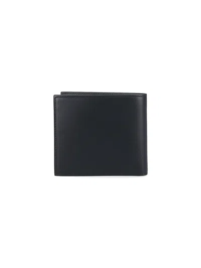 Paul Smith Calf Leather Wallet With Vertical Multicolor Stripe Detail In Black