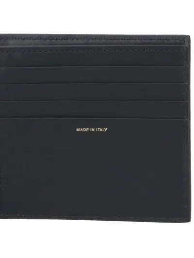 Paul Smith Calf Leather Wallet With Vertical Multicolor Stripe Detail In Black