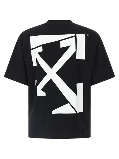 Off-white Oversized Black T-shirt With Contrasting Logo Print In Cotton